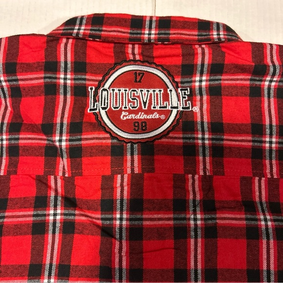 FOCO Mens Size XL Louisville Cardinals Flannel Plaid Long Sleeve Button Up Shirt - Picture 10 of 10